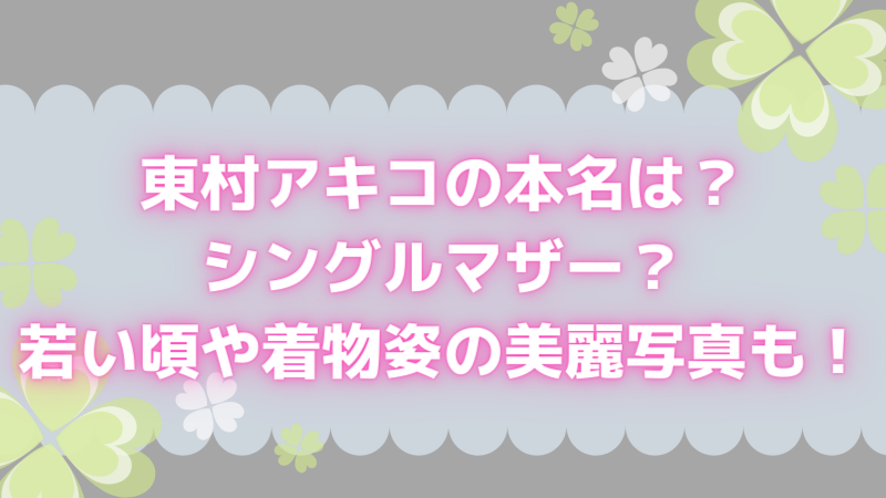 東村アキコの本名は シングルマザー 若い頃や着物姿の美麗写真も よつばクローバーライフ